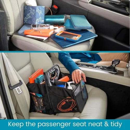 Miniatura 9 de High Road Organizador de coche con portavasos – Organizador de asiento delantero para conductores o organizador de asiento trasero para niños