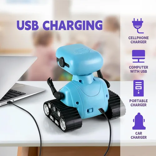 Miniatura 5 de Playsheek Robot Toy - Robot recargable Emo RC con demostración automática para niños, mayores de 3 años - Azul