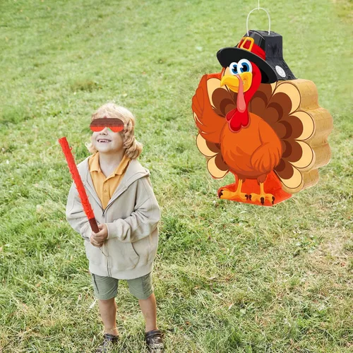 Miniatura 5 de Piñata de Acción de Gracias de otoño, piñata grande de Acción de Gracias con murciélago y confeti para cosecha de otoño, fiesta de cumpleaños