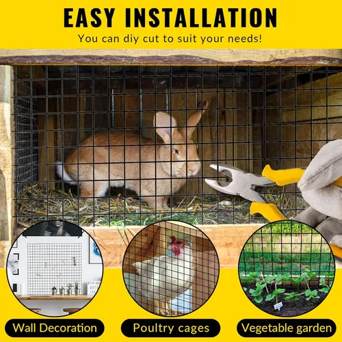 Miniatura 6 de Tela Metálica de Alambre Recubierto de PVC 24'' x 25' Malla de 1/2 pulgada Valla de Alambre de Pollo Recubierto de Vinilo Negro Calibre 19 Valla