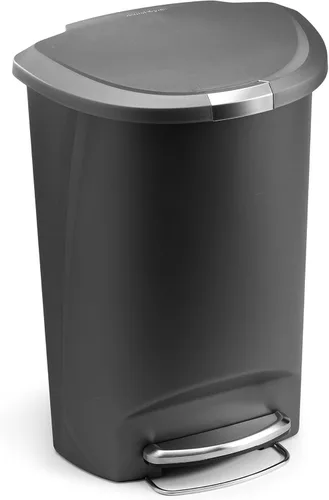 Miniatura 5 de simplehuman Basurero semicircular de 50 litros con tapa de cierre suave para cocina, manos libres, color blanco