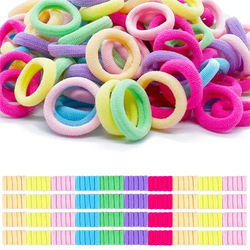 Miniatura 9 de Lazos para el pelo de bebé para niñas pequeñas, 200 unidades, bandas de pelo pequeñas, sin daños, bandas de goma de nailon multicolor para el 200
