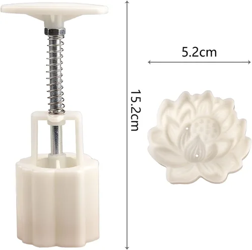 Miniatura 2 de Molde de prensa estampado de pastel de luna de mediados de otoño, postre de pastel de luna prensado a mano con 1 flor estampada, molde de prensa