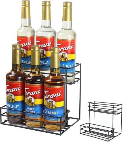 Estante para jarabe de café MCSAPIL (capacidad para 6 botellas), organizador para barra de café y cocina, pequeño estante de vino para bar, familia