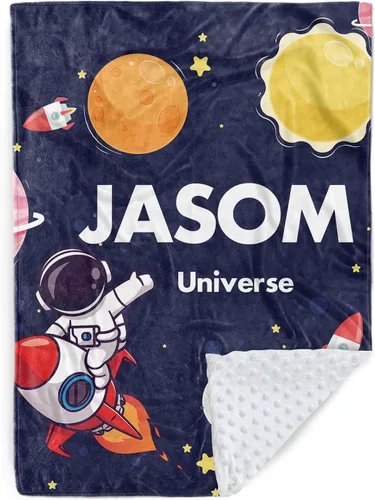Miniatura 18 de Manta de bebé personalizada para niños, manta de bebé personalizada con nombre, franela suave con respaldo de puntos de doble capa, manta de Rocket