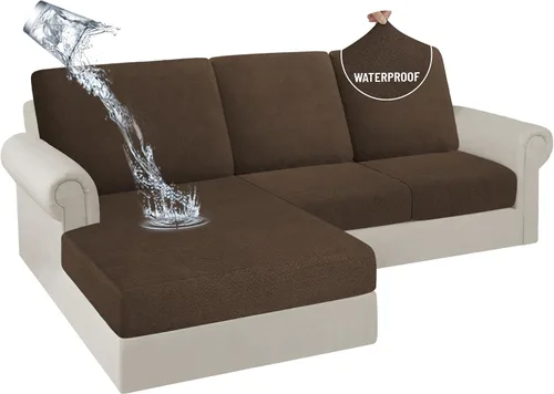 Miniatura 45 de HDCAXKJ Fundas de Cojines para Sofá Seccional 100% Impermeables, 3 Piezas, Forma de L, Funda Seccional Elástica para Chaise, Juego de Fundas