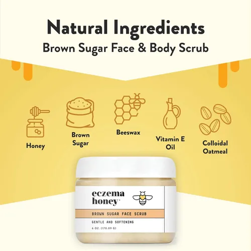 Miniatura 2 de ECZEMA HONEY Exfoliante facial y corporal de azúcar morena, exfoliante de baño para piel seca, exfoliante facial natural y suave que alivia