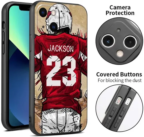 Miniatura 3 de Funda negra con nombre y número personalizado para iPhone 15 14 13 12 11 Xs Max XR 8 7 6 Plus 11 Pro Mini, con funda protectora para cámara