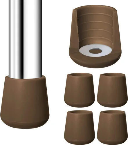 Gluposti 4 tapas de pata de silla de goma de 7/8 pulgadas beige/marrón, protectores de piso para patas de silla plegables con metal, antideslizantes