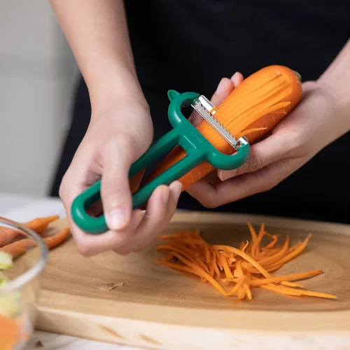 Miniatura 2 de Linoroso Juego de 3 peladores de verduras con pelador recto, pelador dentado y pelador en Y juliana, apto para lavavajillas, pelador de frutas Verde