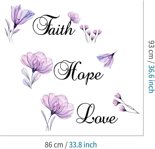 Miniatura 4 de Lchen Faith Hope Love - Adhesivo decorativo para pared, diseño de flores de lirio morado, decoración de fondo para el hogar, adhesivo de arte