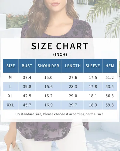 Miniatura 5 de VALOLIA Blusa de manga 34 para mujer, estilo casual, holgada, floral, de malla, plisada, en capas