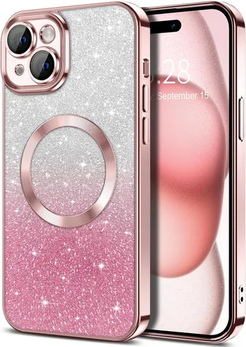 Miniatura 143 de Hython Funda para iPhone 13 Pro transparente con purpurina magnética [compatible con MagSafe] Protector completo de lente de cámara delgado