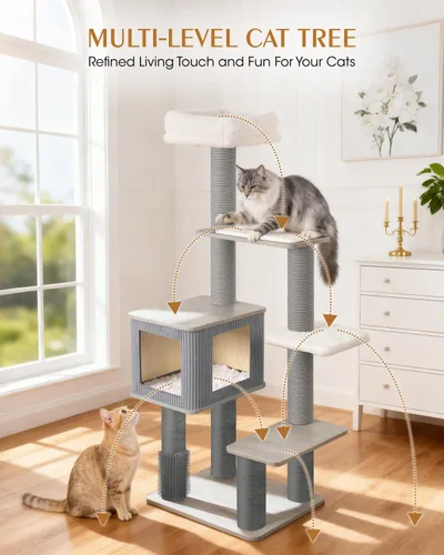 Miniatura 6 de Maine Coon - Árbol para gatos grandes, torre moderna de árbol para gatos con plataformas de felpa, árboles resistentes para gatos