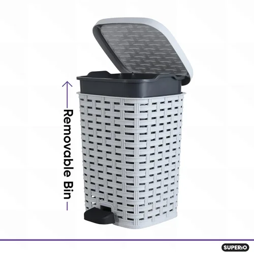 Miniatura 3 de Superio - Cubo de basura pequeño para exterior con tapa para excremento de perro de 3 galones/12 L, mini cubo de basura de plástico con pedal de pie