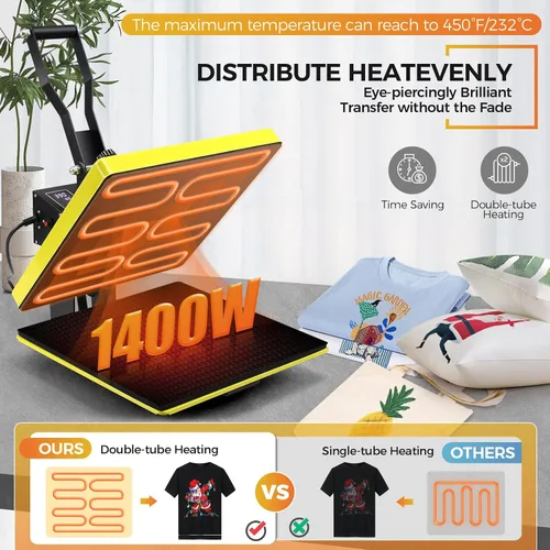 Miniatura 3 de Whubefy - Máquina de prensa de calor de 15 x 15 con deslizamiento, máquina de prensa de calor digital con concha para impresoras de camisetas