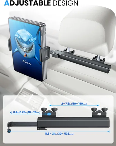Miniatura 4 de eSamcore Soporte para reposacabezas para automóvil, soporte de aluminio para tablet de automóvil para asiento trasero de niños, abrazadera grande