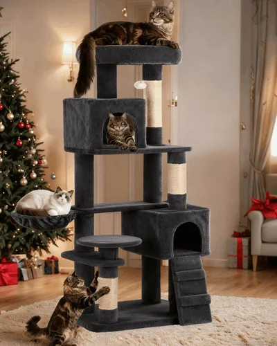 Miniatura 14 de YITAHOME Árbol para gatos de varios niveles de 44 pulgadas para gatitos de interior, muebles para gatos con postes para rascar, perca de felpa