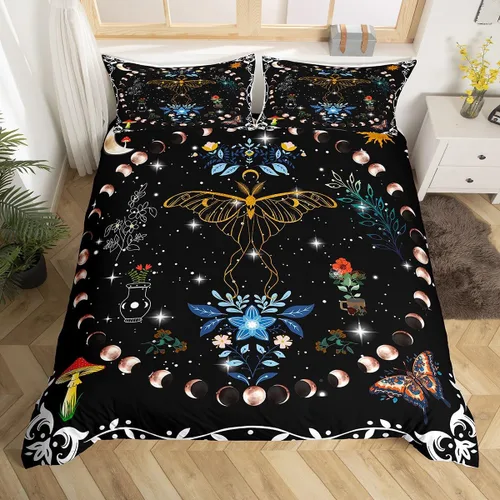 Miniatura 24 de Erosebridal - Juego de ropa de cama con diseño de parque nacional, funda de edredón de montañas humeantes, funda de edredón verde bruma y árbol