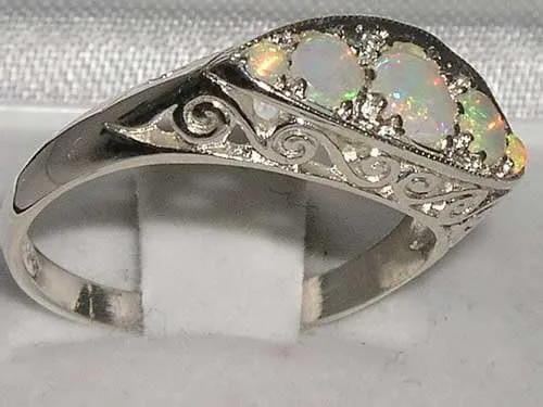 Miniatura 3 de Anillo de plata de ley 925 con ópalo natural para mujer, tallas 4 a 12 disponibles