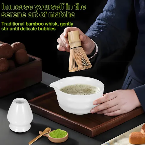 Miniatura 4 de Juego de batidor de matcha con cuenco matcha, batidor de bambú matcha, cuchara, tamizador, soporte para batidor de matcha, regalos únicos