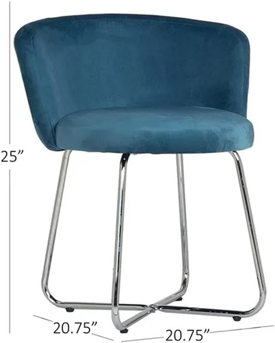 Miniatura 3 de Hillsdale, Marisol Taburete redondo de metal y tapizado con respaldo redondo para sala de maquillaje o baño, color azul