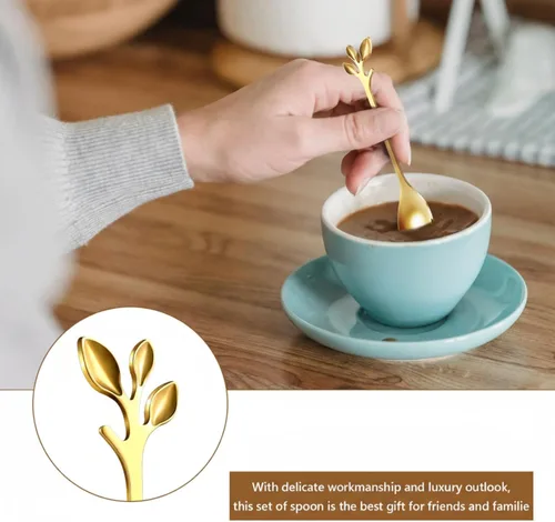 Miniatura 6 de Sieral 10 cucharas de café de hojas, mini pinzas para servir y tenedores de aperitivo, pinzas de acero inoxidable, cucharas de postre, tenedores