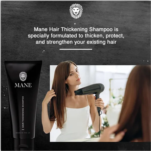 Miniatura 7 de Mane Champú de biotina espesante para el crecimiento del cabello, hombres y mujeres, apoya el cabello fino y adelgazante, reduce la pérdida