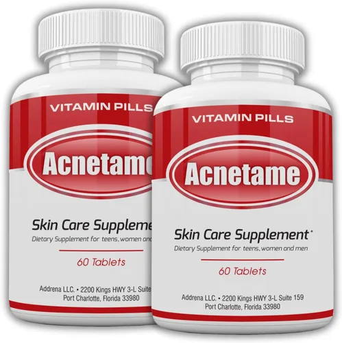 Acnetame Píldoras para el acné, paquete de 2 120 píldoras, suplementos vitamínicos para brotes de acné, tabletas hormonales para eliminar la piel