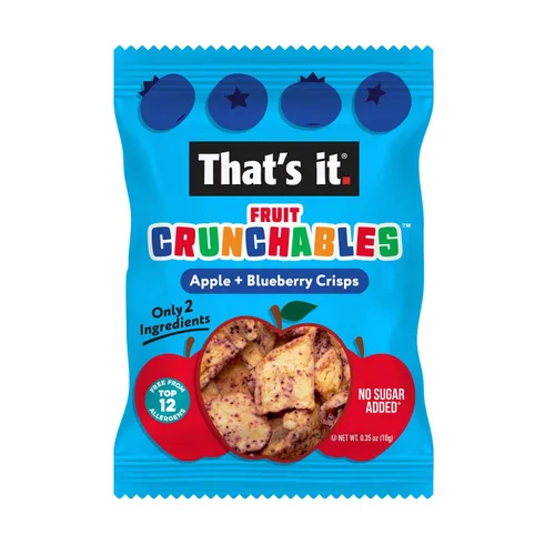 Miniatura 3 de That's it. Fruit Crunchables - Chips 100% de Manzana + Arándano, Paquete de 15 bocadillos saludables para niños a base de plantas, sin OGM, sin