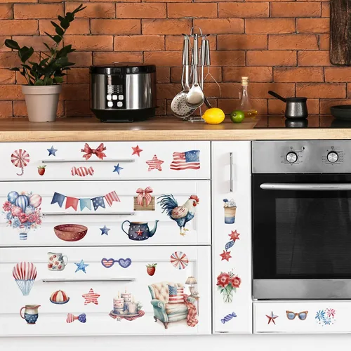 Miniatura 7 de Whaline 10 hojas patrióticas de transferencia para manualidades, 4 de julio, calcomanías de transferencia para muebles en colores pastel para 250