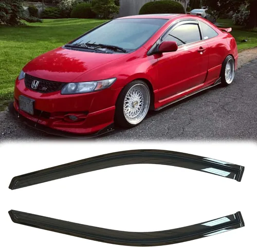 Deflector de viento para ventana lateral, bonito juego de protectores de lluvia con cinta para el canal exterior, visera de ventana para Honda Civic