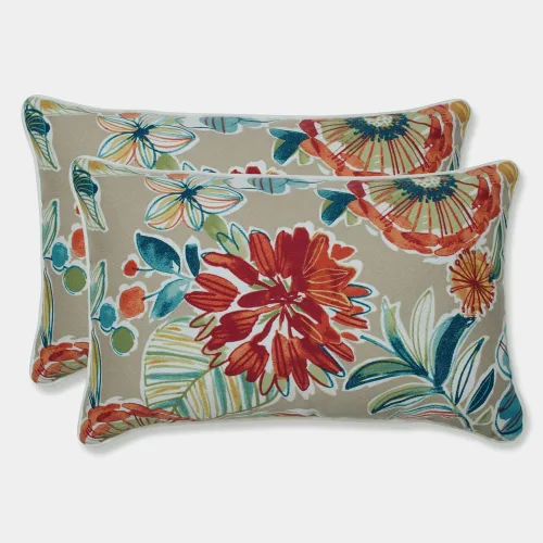 Miniatura 21 de Pillow Perfect - Cojines decorativos florales brillantes para interiores/exteriores, 2 unidades, lumbar - 11.5 x 18.5 pulgadas, verde/rojo Zoe