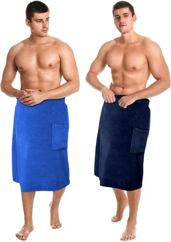 Miniatura 13 de Tudomro 2 toallas de baño para hombre, toalla grande de rizo ajustable con bolsillo para después de la ducha, para hombres, regalo, spa, Gris