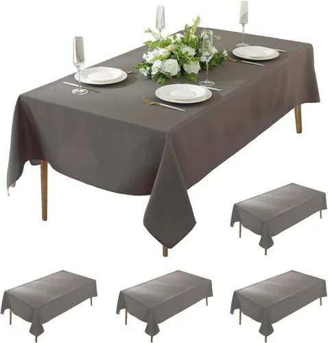 Miniatura 31 de Paquete de 5 Manteles Cuadrados 60 x 60 Pulgadas de Carbón, Mantel de Poliéster Lavable para Uso en Hogar, Fiesta, Boda o Restaurante.