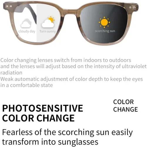 Miniatura 3 de GS07 - Lentes de sol fotocromáticos inteligentes, lentes de luz azul para hombres, Bluetooth 5.4, micrófono de sonido abierto y altavoces