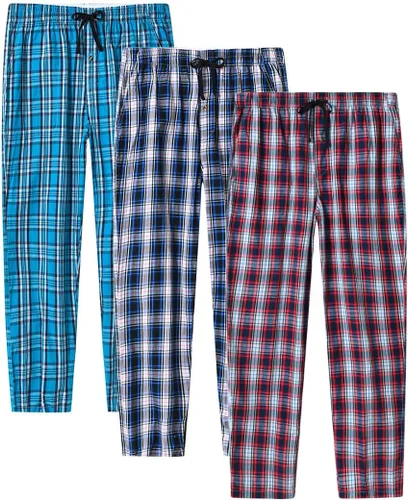 MoFiz Pantalones de pijama para hombre, ultra ligeros, pantalones de pijama con cordón de bolsillo, paquete de 3
