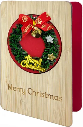 Miniatura 29 de 67 divertidas tarjetas de madera de Navidad, Ho Merry Chaos‑Mas, interior rojo en blanco para mensaje personalizado, regalo para familiares
