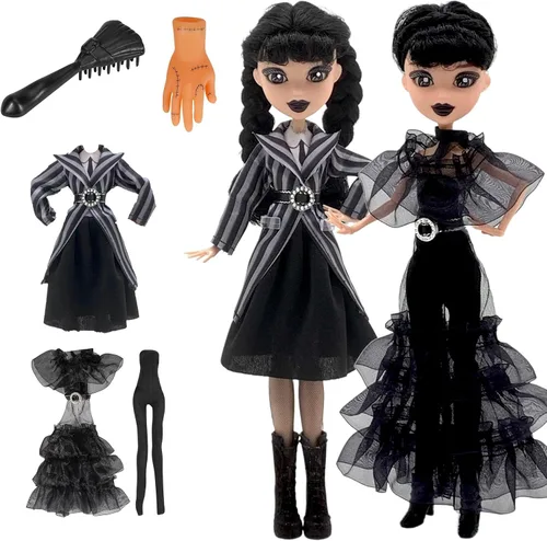 Miniatura 14 de Dumwick Muñeca Adams de 11.5" con Caja de Regalo, Tacones Altos, Vestido Negro y Cabello, Regalo de Juguetes Perfecto para Navidad y Cumpleaños