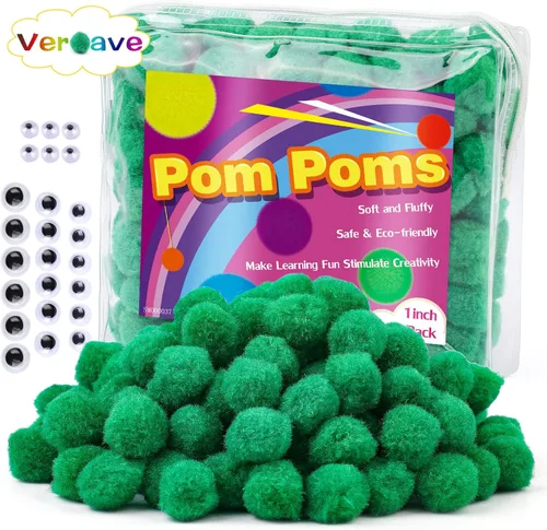 Miniatura 14 de Veroave Pompones azul oscuro, 150 pompones de 1 pulgada para manualidades, bolas de soplo, artes y manualidades, para decoración de manualidades