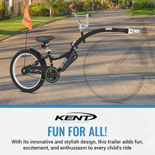Miniatura 8 de KaZAM Co-Pilot - Remolque de bicicleta de 20 pulgadas con vástago BMX ajustable y manillar, marco de aluminio ligero y sillín acolchado