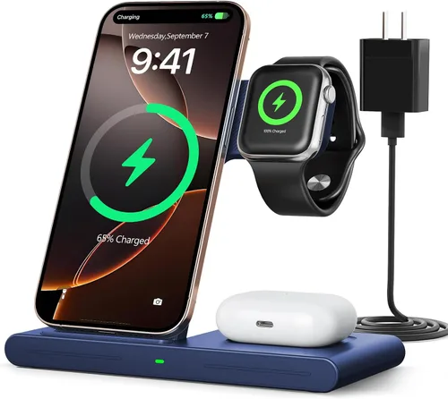 Miniatura 11 de RYND Cargador rápido inalámbrico portátil de viaje 2026 para Apple y estación de carga Android, carga 3 en 1 para iPhone 17 16 15 14 13 12, Apple
