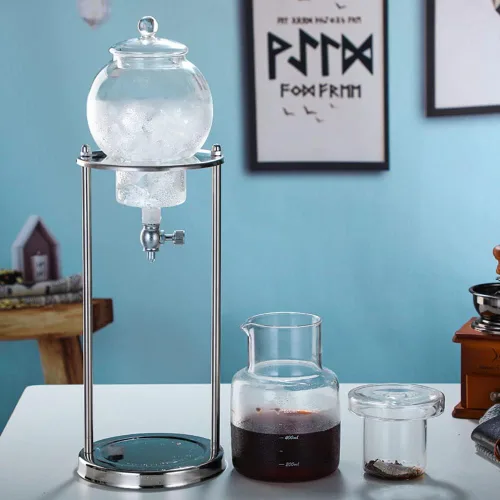Miniatura 4 de Cafetera de goteo de hielo, máquina portátil de café en frío, cafetera de goteo en frío de 20.3 fl oz, torre de preparación fría para oficina en casa