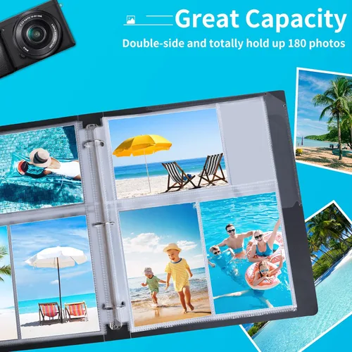 Miniatura 3 de Fabmaker Paquete de 30 fundas de fotos para carpeta de 3 anillas (4 x 6, para 180 fotos), protectores de páginas de archivo, páginas de repuesto