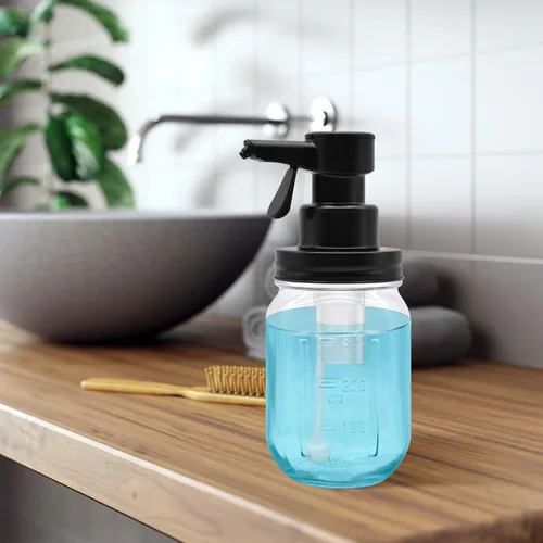 Miniatura 8 de Dispensador automático de jabón de vidrio de espuma con sensor táctil de 12 onzas, dispensador de jabón de tarro Mason manos libres, botella