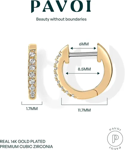 Miniatura 3 de PAVOI Aretes de circonita cúbica chapados en oro de 14 quilates
