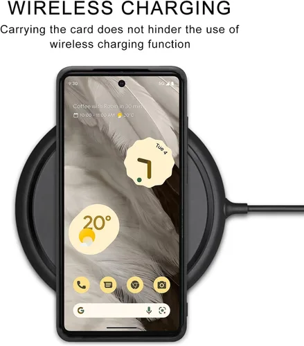 Miniatura 6 de Funda delgada de piel sintética para Google Pixel 7A 2023, soporte para ranura para tarjeta de crédito, funda protectora ligera de carga inalámbrica