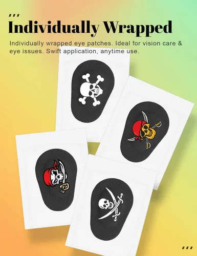 Miniatura 3 de Paquete de 20 parches para ojos de pirata para niños y adultos, sin látex, transpirables, para disfraces de Halloween y apoya la terapia