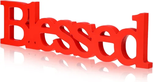 Miniatura 9 de Blulu Letrero de mesa con texto en inglés "Blessed Letter", letrero de mesa de pie de madera rústica, decoración de pie para graduación, baby