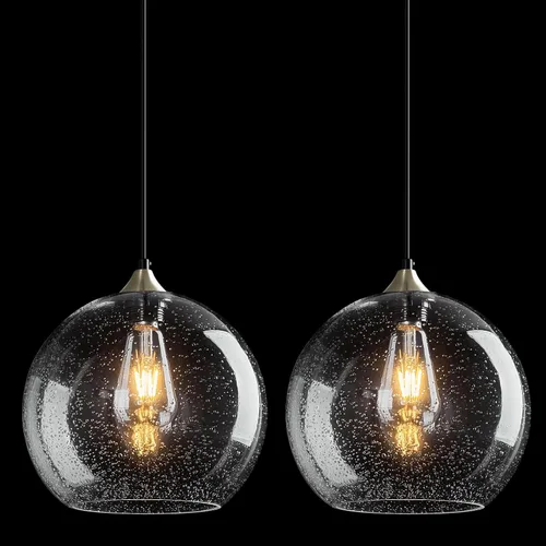 Miniatura 20 de Luces colgantes de vidrio marrón claro, iluminación de isla de cocina, lámparas colgantes de globo, iluminación colgante moderna para dormitorio